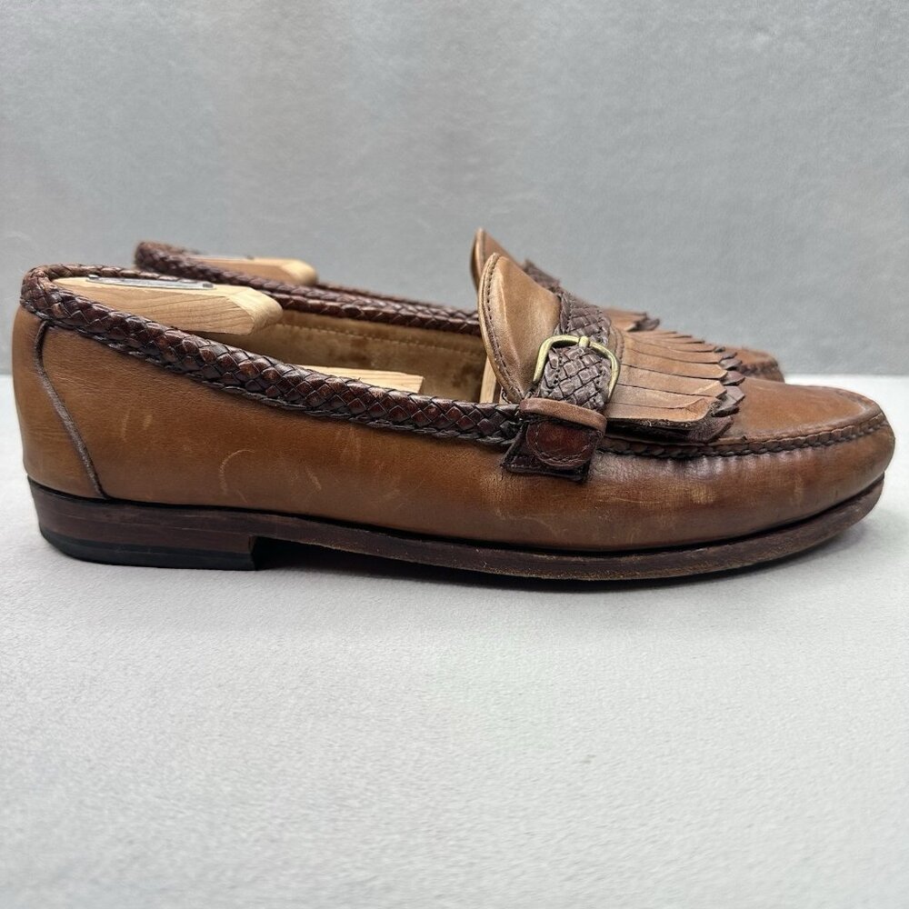 Allen Edmonds Monterey Mens Size 11 (E) Kiltie Loafer Brown Leather Cross Buckle